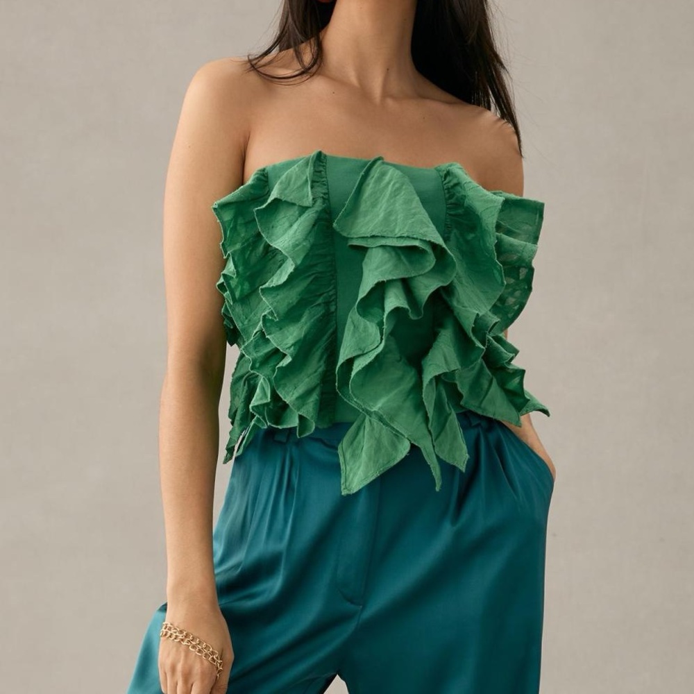 Anthropologie Ruffle Strapless Top